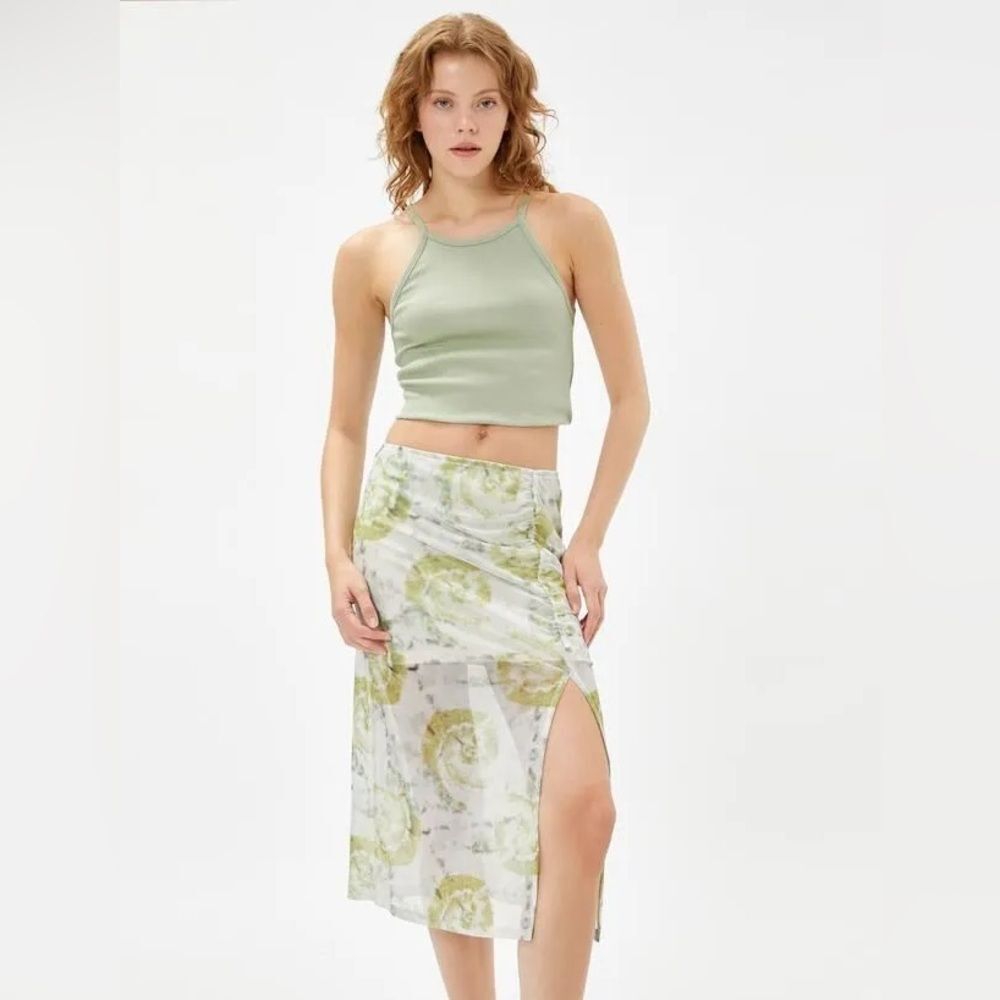 Y2K style Green mesh Midi Skirt